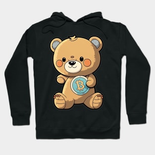 Cartoon Teddy Bear with a Bitcoin Coin - A Must-Have for Cryptocurrency Fans! Hoodie